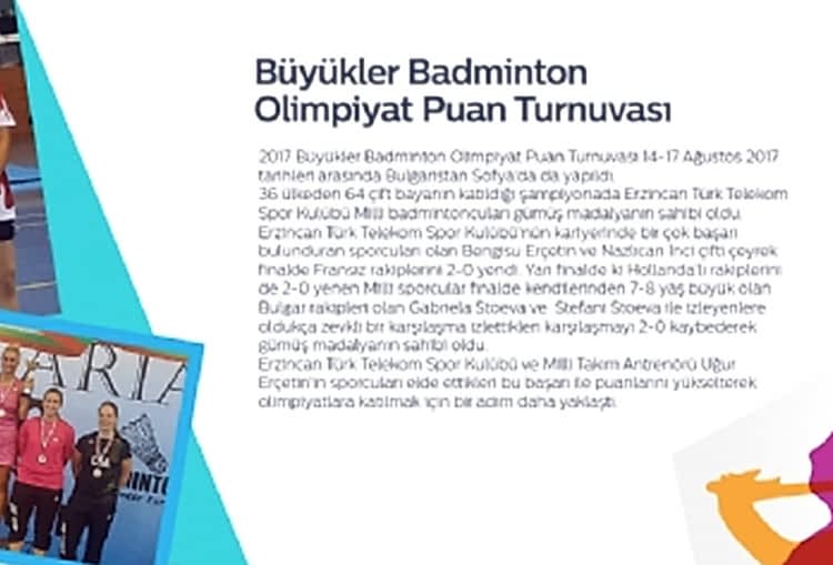 Büyükler Badminton Olimpiyat Puan Turnuvası gorseli