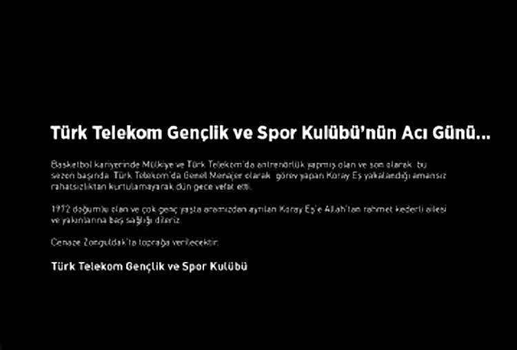 Türk Telekom Gençlik ve Spor Kulübü’nün Acı Günü... gorseli